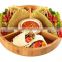 Customized Cheap Natural Bamboo Food Serving Tray 4 Compartment Fruit Plates