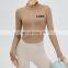 Autumn New Tumb Hole Long Sleeve Gym Yoga Crop Top Full-Zip Slim Fit Outdoor Jogging Active Wear Women Fitness Sports Jacket