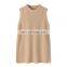 High Quality Custom Knit Pullover Crew Neck Cashmere Woolen Sweater Vest Casual Long Length Outer Wear Embroidered Back Solid