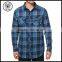 Winter 2015 Navy and Blue Plaid Mens Flannel Shirt with Two Front Pockets