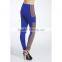 Woman FItted Royal Blue with Grey Panelled Leggings / Tights with Pocket