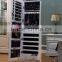 Jewelry armoire with 360 degree swirling base