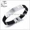  wholesale Mens Stainless Steel Greek Pattern Bracelet Silicone Wristband with metal buckle Cheap