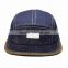Navy leather patch 5-panel cap corduroy snapback hat wholesale hat