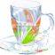 Beautiful decal glass tea cup saucer set