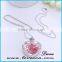 Vintage Pendant Floating Locket Charm Necklace with dried real Lace Flower