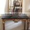 Square marble top handmade baroque corner console table