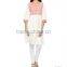 Ladies White Kurta Cotton on Printed Pattern Designs HSD2288
