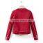 2015 trendy red lapel collar short women winter jacket with shearling