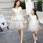 High quality mom and daughter dress lace embroidery princess tutu dress
