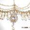MATHAPATTI DAMINI PEARL KUNDAN maang TIKA GOLD TONE CRYSTAL hair accessory
