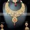 GOLD PLATED Polki Necklace Jhumka Chandelier EARRING Set