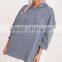 Oversized Women Drop Shoulder Sweatshirt With Front Drawstrings Lotty Blue Distressed Short Sleeve Hoodie Streetwear