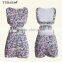 Manufacturer Women Short Square Cut Out Back New Pattern Rompers With Invisible Zipper