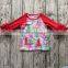 Baby Wholesale 2017 Christmas Icing Ruffle Raglan Polka Dot Green Cotton Long Sleeves T-Shirt