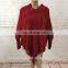 Ladies pure cashmere knitting elegant pullover poncho with long sleeves solid color turtleneck sweater