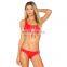 Factory direct wholesale swimwear front fashion stylish woman bikini plain red 2 pieces set