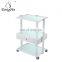 salon trolley wheel platform trolley with drawers and lamp