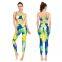 Customize OEM Women's Workout Wear yoga suit 2-piece pant Set Seamless Women Yoga Tights Gym Set  running uniform