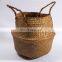 HBK brunet collapsible seagrass laundry Belly Basket with handmade handle and a variety of sizes