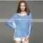 2016 hot new summer long sleeve loose bump color round collar knitting sweater for lady and girls
