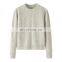 Women's 100% Pure Cashmere O-Neck Pullover Solid Color Jacquard Thickened Crew Neck Sweater for Winter Casual Style Front Logo