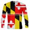 Polyester Spandex Long Sleeves Compression Shirt / Rash Guard with Maryland Flag design