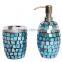 Mosaic purple glass bathroom accessories set