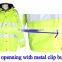 Polyester with PU coating Lime fleece liner Winter safety 3M hi vis jacket