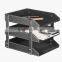 Creative Desktop leather three layer file rack three column office data frame A4 Notes file disk special finishing