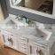 Double Sinks Solid Wood Bathroom Vanity With 18mm Marble