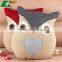 rural idyll cotton and linen hold pillow cartoon owl cushion cover creative home back cushion woolen yarn stitching