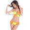 Women Bandeau Bandage Contrast-color Bikini Push-up Gather Swimsuit Bathing Suit
