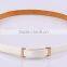 kore style new fashion ladies and women light color patent leather slim waist belt without needle buckle