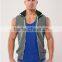 Custom sleeveless hoodie stringer men plain sleeveless hoodie