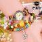 Fashion vintage wood handmade beaded watches with leaf pendant