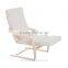 HomCom 39" Cream Reclining Bentwood Deck Chair