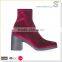 Modern style chunky heel velvet sock boots