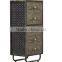 Industrial metal frame wood top Bookcase with fluted doors