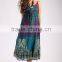 women's rayon printed spaghetti strap hawaii style maxi dress