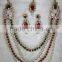 Maroon Green RANI HAAR stone Gold plated BRIDAL necklace EARRING set