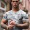 95% Polyester 5% Spandex Men's Slim Fit Longline T-Shirt Short Sleeve Curved Hem Tee Fashion Grey Camo T Shirt