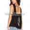 Women Black Cut Out Rayon Custom Stringer Tank Top Ladies Sexy Vest