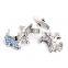 Light Blue Rhinestone Little Dog Men Cufflinks Silver