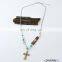 Anti-Siver and Anti-Gold vintage cross Necklaces turquoise beads necklace
