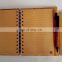 natural genuine bamboo spiral 70sheets notebook orgnizer set with bamboo ball pen and ruler