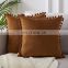 Decorative Throw Pillow Covers 18X18 Inch Soft Particles Velvet Solid Cushion Covers with Pom-poms