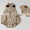 INS Autumn/Winter Infant Boys and Girls Baby Cute Bear Sleeveless Strap Romper + Hat