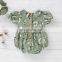 Newborn Baby Girl Doll Collar green Floral Bodysuit short sleeve Jumpsuit summer casual cotton Outfits Sunsuit