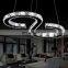 Luxury Modern LED Ceiling Light K9 Crystal Stainless Steel Pendant Lighting Dining Room Chandelier Contemporary Adjustable Stain